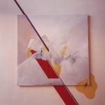 White wit Red Diagonals by Ruth Meghiddo