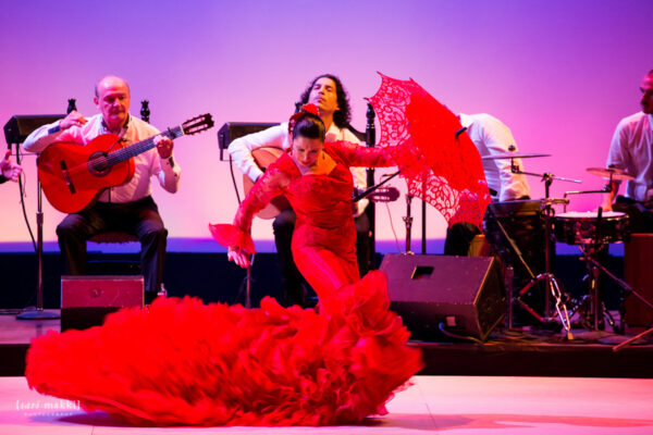A flamenco dancer in red
