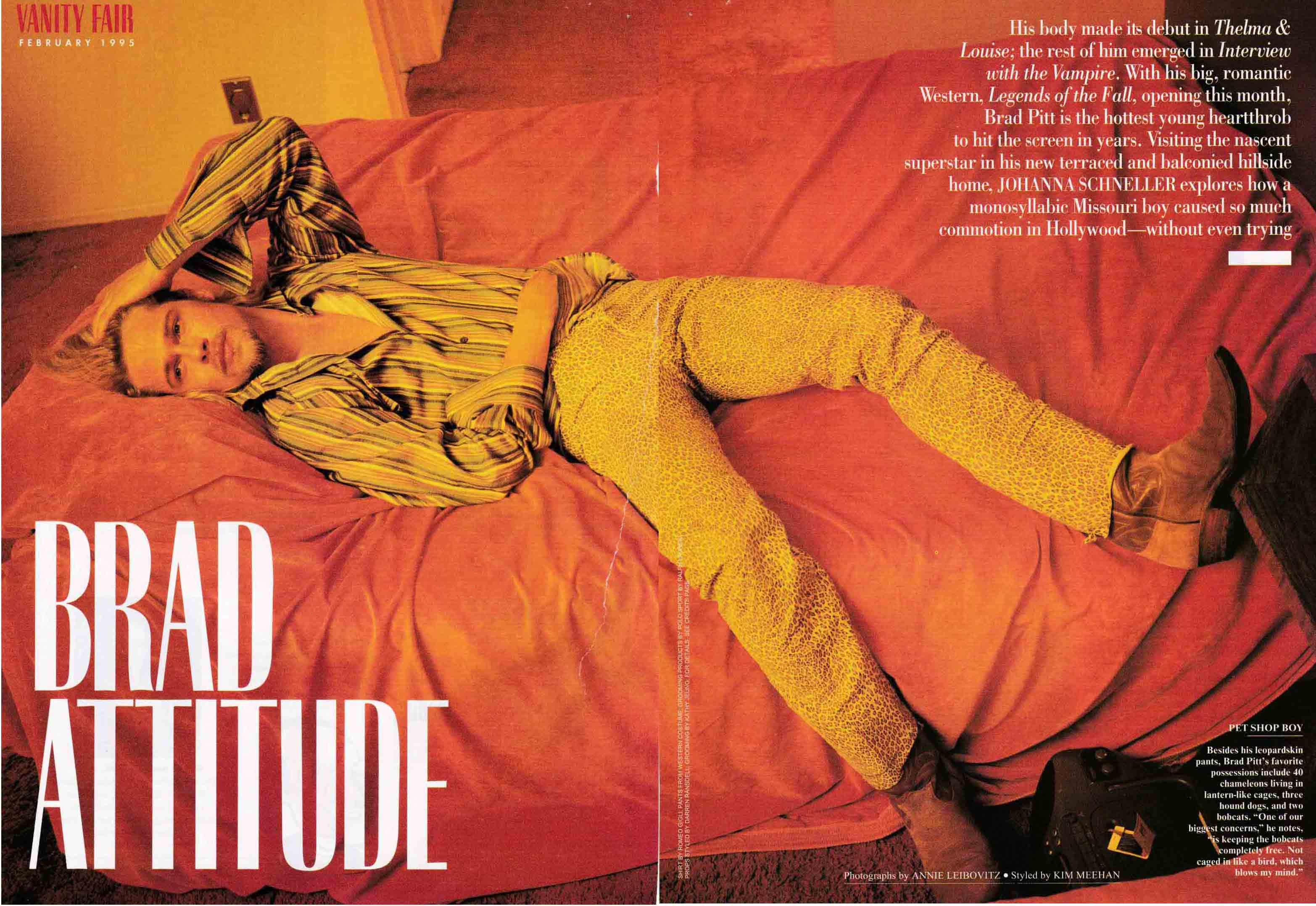 Brad Pitt 1995 Vanity Fair photo by Annie Leibovitz