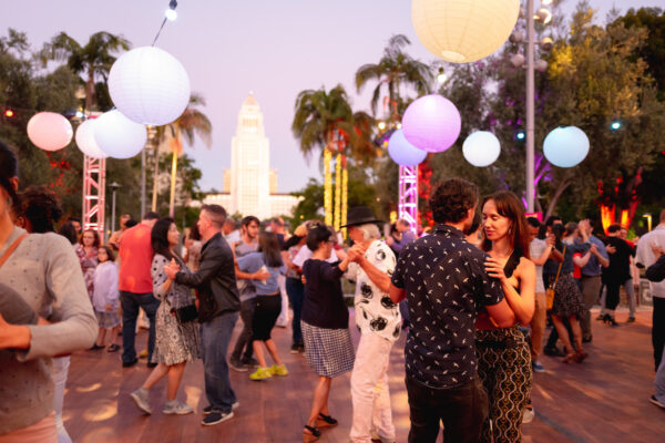 dancers on the music center plaza