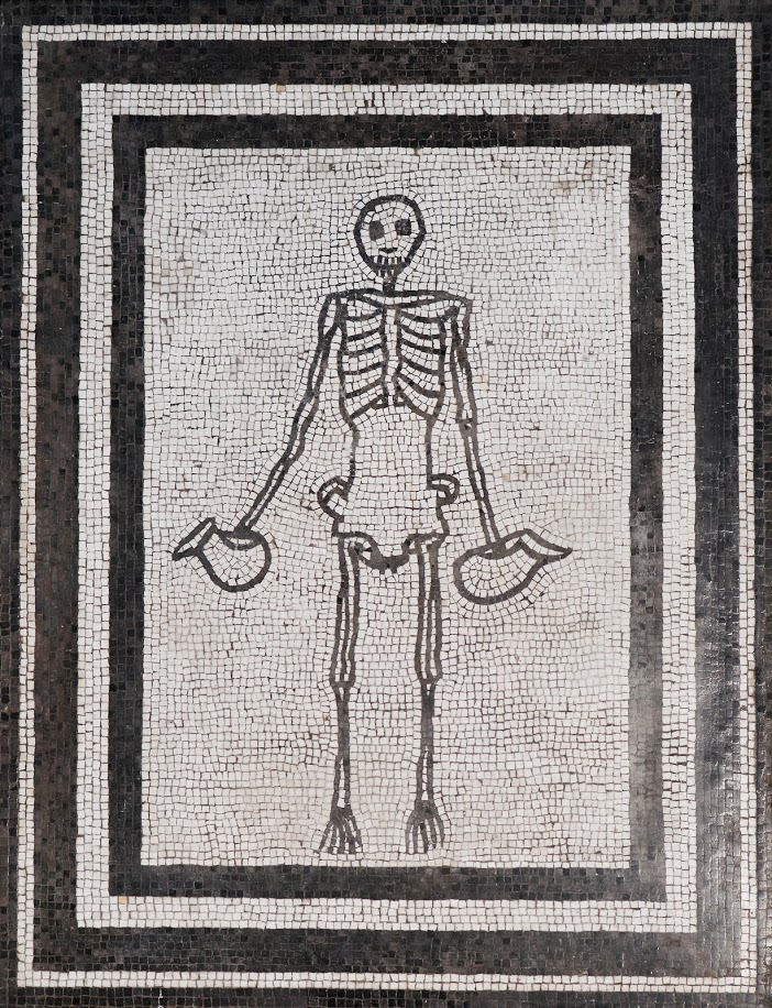 Mosaic Skeleton With Two Wine Jugs