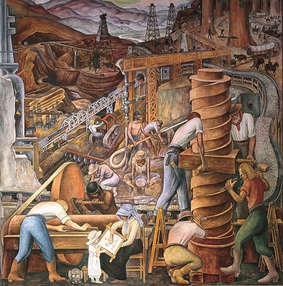Detail of California industry in Diego Rivera mural