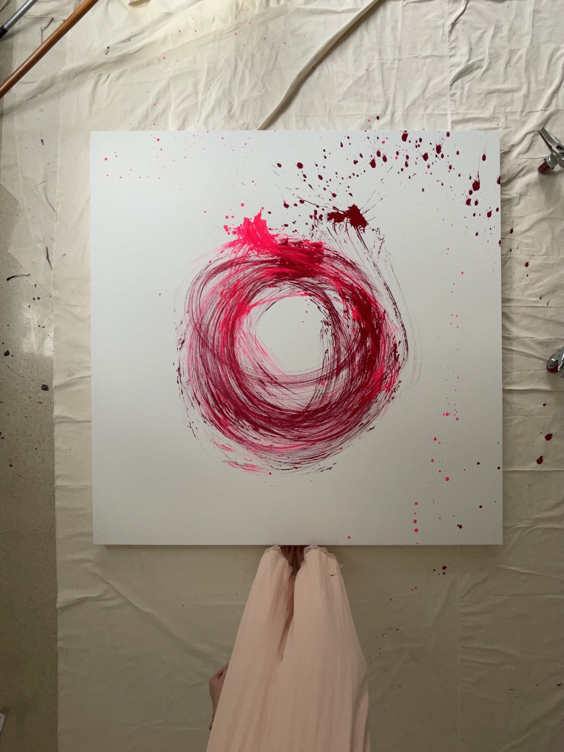 Pink Mop Painting by Carolyn Mara