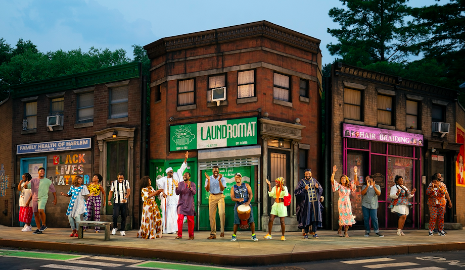 The company of the Free Shakespeare in the Park production of Merry Wives,, photo by Joan Marcus