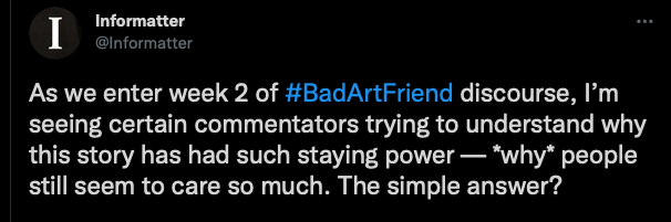 Screenshot of a tweet by @informatter that reads:
