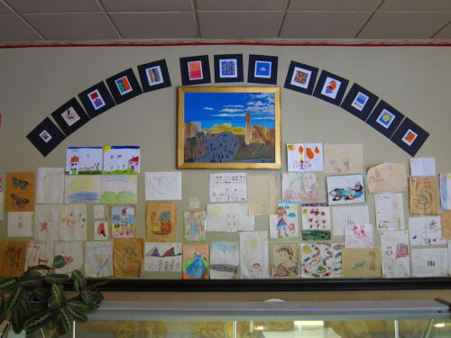Illustrates the installation of the collages