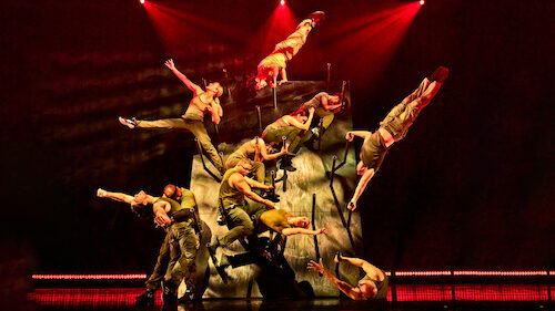 Dancers in soldiers garb