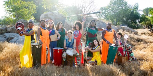 A group of female drummers