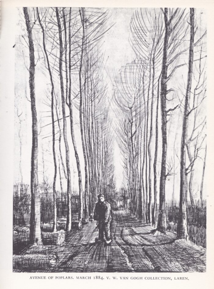 Vincent Van Gogh sketch shows a poplar tree bordered country road