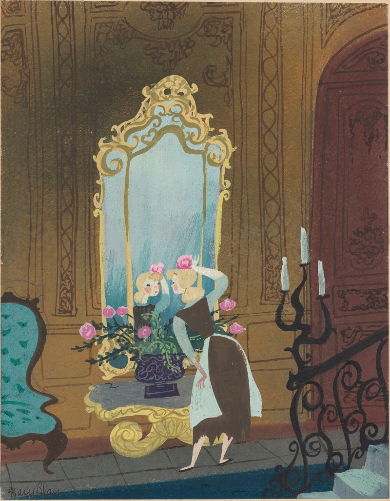 Mary Blair, Cinderella in Front of a Mirror. a Disney concept art still.