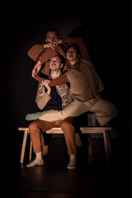 A tangle of dancers on a bench