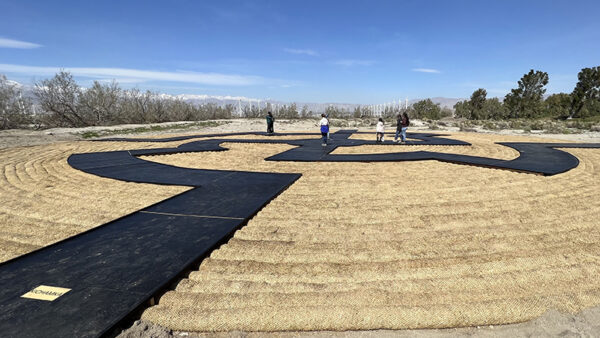 A basket-looking maze sculpture