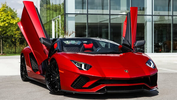 View of a red sport car