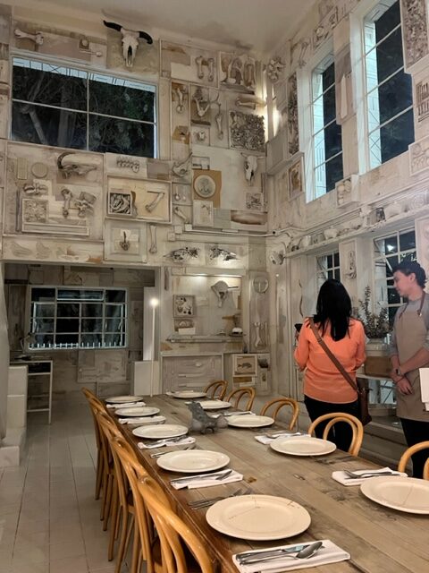 communal table at Hueso restaurant