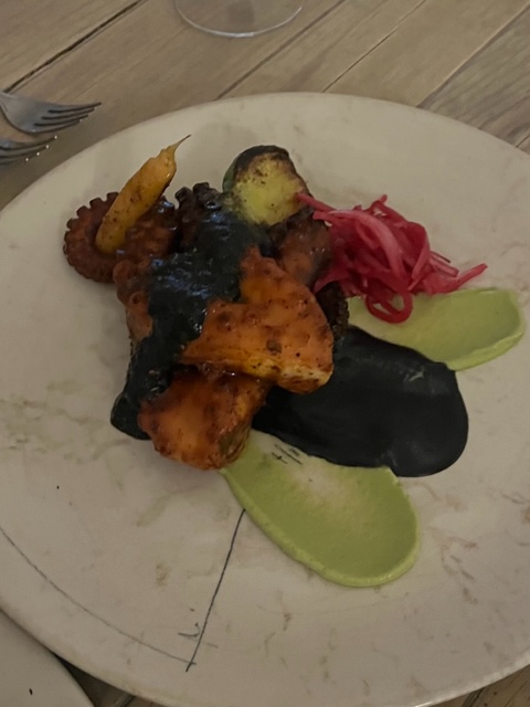 Grilled octopus in mole sauce @ Hueso