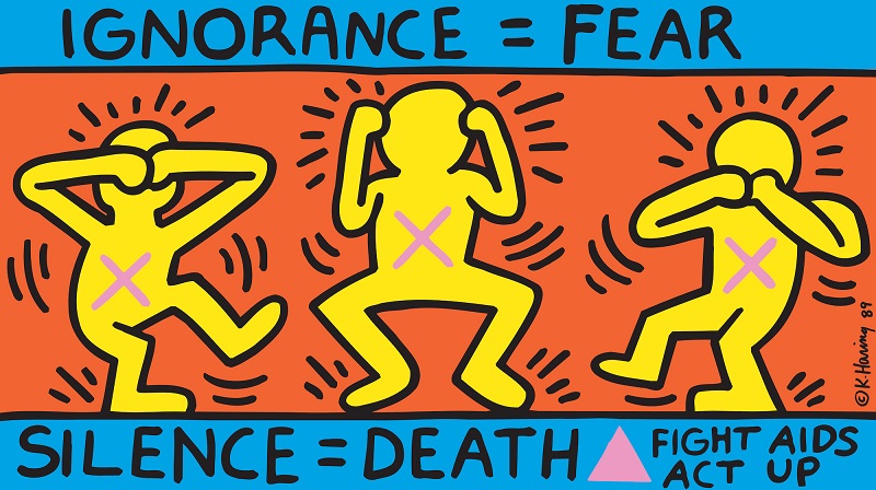 Keith Haring, Ignorance=Fear, Silence=Death, 1989, ACT UP poster, © Keith Haring Foundation.