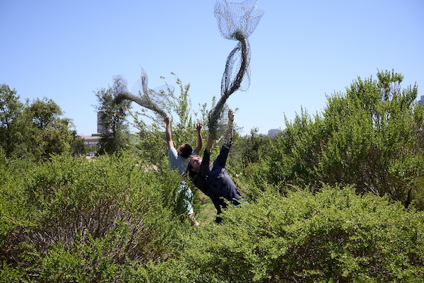 A dancer amid greenery