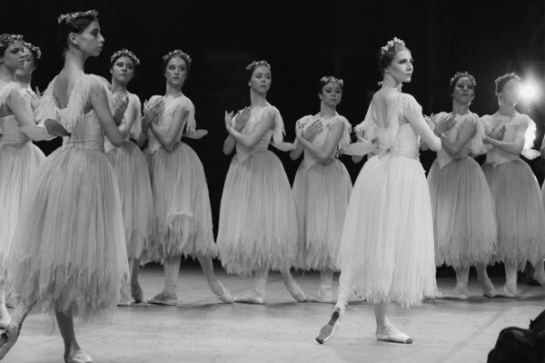 Dancers in long tutus