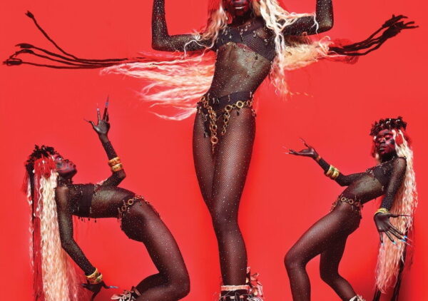 Dancers against a red background