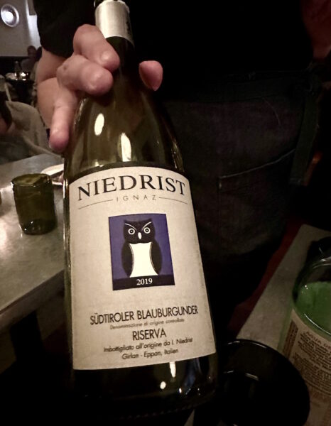 Wine bottle with the label, Pinot Nero Alto Adige,