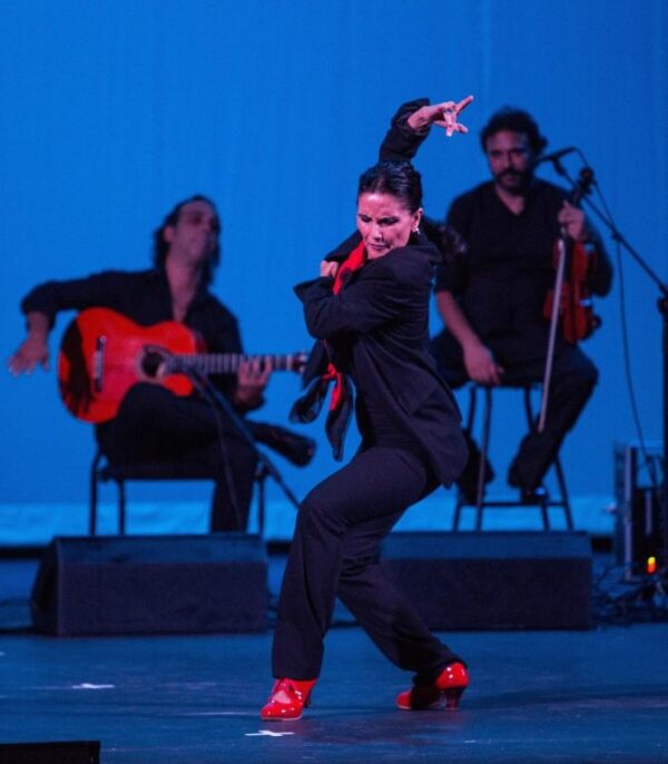 Flamenco dancer in red shoes