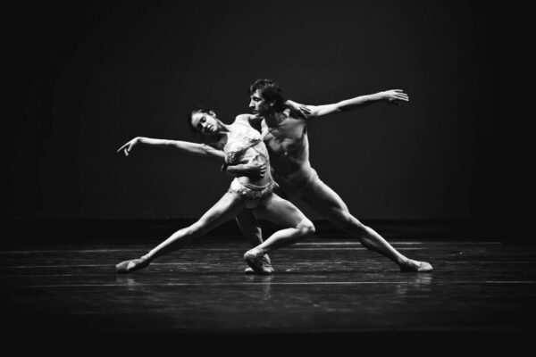 Two dancers in black and white