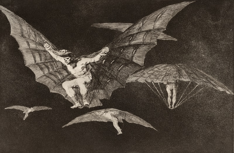 Francisco de Goya, Disparates: A Way of Flying, 1864, etching, burnished aquatint, lavis, drypoint, and burin, before engraved numbers, on wove paper; The Norton Simon Foundation.