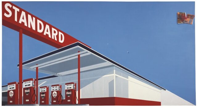 Ed Ruscha, Standard Station, Ten-Cent Western Being Torn in Half, 1964, oil on canvas; private collection, © Ed Ruscha, photo credit: Paul Ruscha.