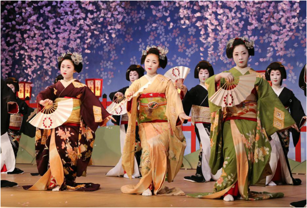 costumed dancers in kimonos