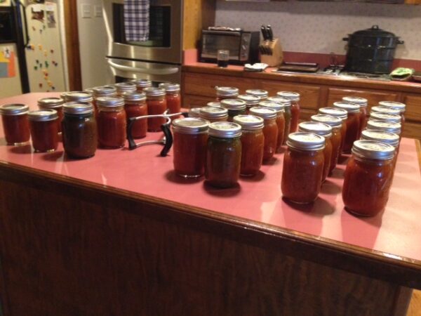 After the author's family has finished canning.