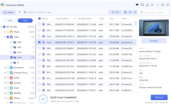 Screenshot of deleted files.