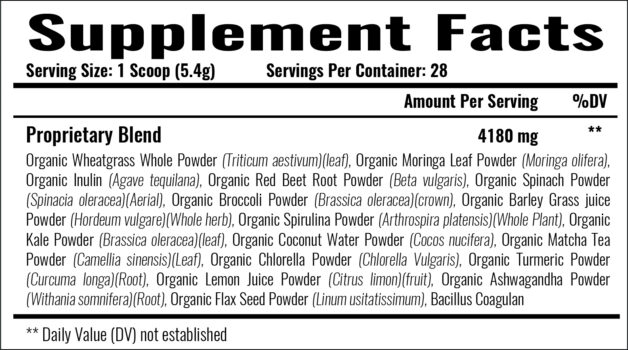 Super Greens Fusion Supplement information.