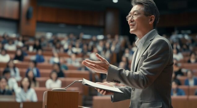 Speaker in lecture hall.
