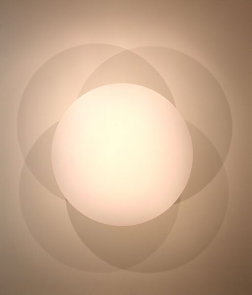 Robert Irwin (1928-2023) Untitled, 1968, synthetic polymer paint on metal disc and arm; Norton Simon Museum, Gift of Mr. and Mrs. Eugene M. Schwartz, © Robert Irwin / Artists Rights Society (ARS), New York.