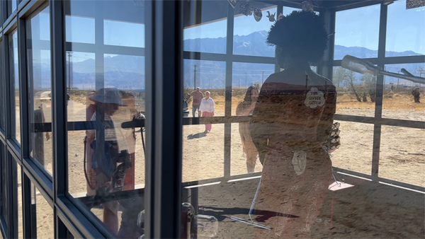 View through the service station