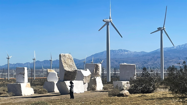 Large blocks of marble in the desert
