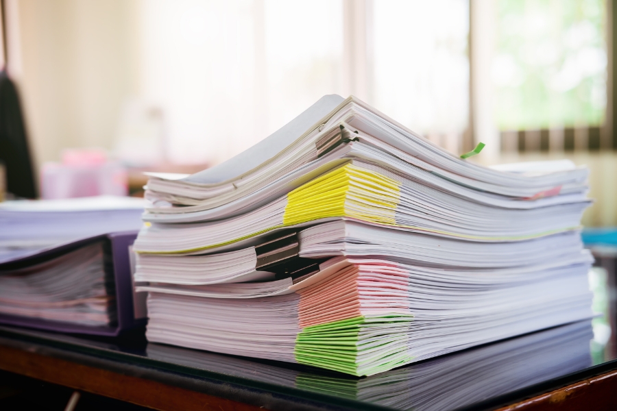 documents on desk