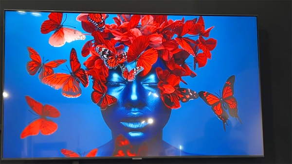 Face of woman covered with flowers