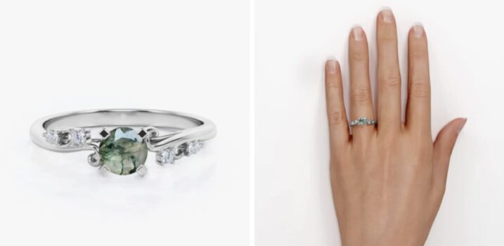 Moss engagement ring