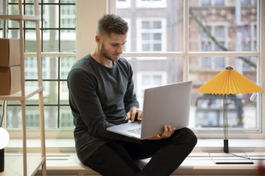 Digital nomad on laptop
