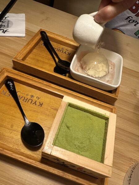 Dessert: Cherry Blossom Jelly and Matcha Tiramisu.
