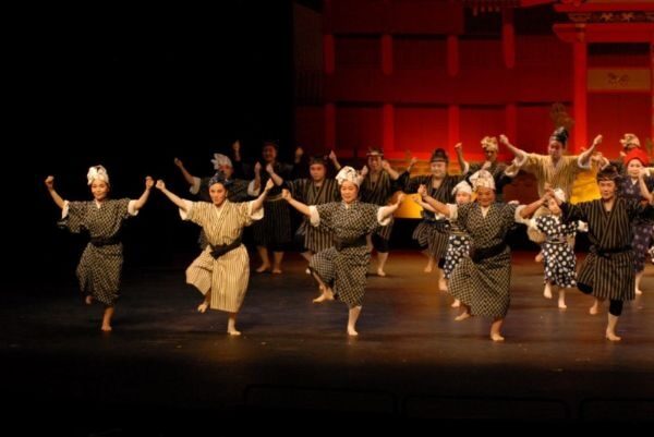 Okinawa dancers in traditional costumes
