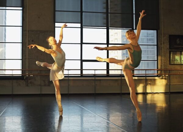 Two ballet dancer in attitude