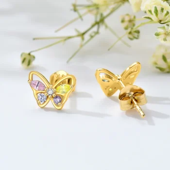 Gold butterfly earings