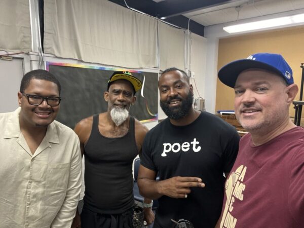 Mike Sonksen with the founders of The Watts Conservatory of Music