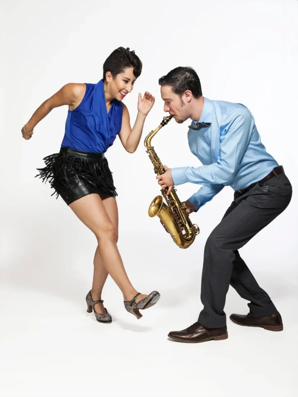 A tap dancer and a saxaphonist