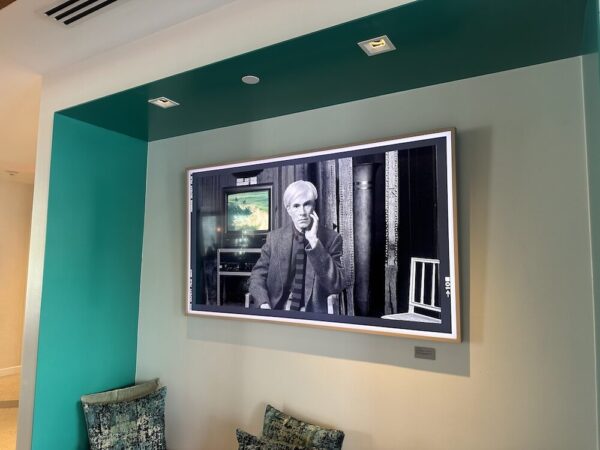 A shot of Andy Warhol hangs in the lounge of the Viceroy