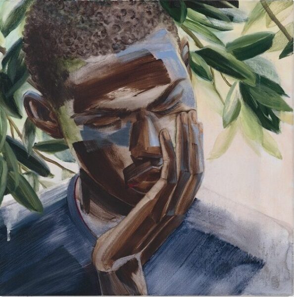 Greg Breda, Here I Am, 2025, acrylic on polyester canvas; courtesy of the artist and Patron, Chicago; photo by Brice Wilcox.