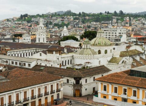 Aerial view of the city's buildings during the day