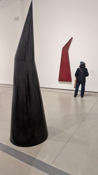 Robert Therrien (1947-2019), No title (bent cone) 1985 and No title (bent cone relief); installation photo by Stephen West.